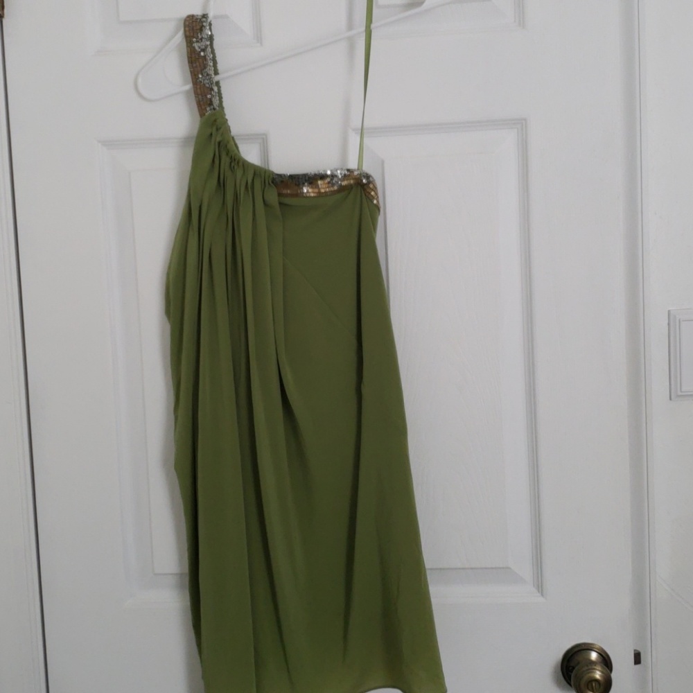 BGBC green one shoulder dress with sequins